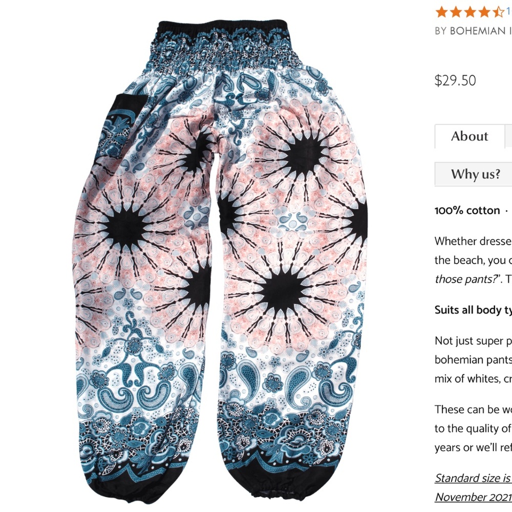 Bohemian Island Harem Pants - White Mandala